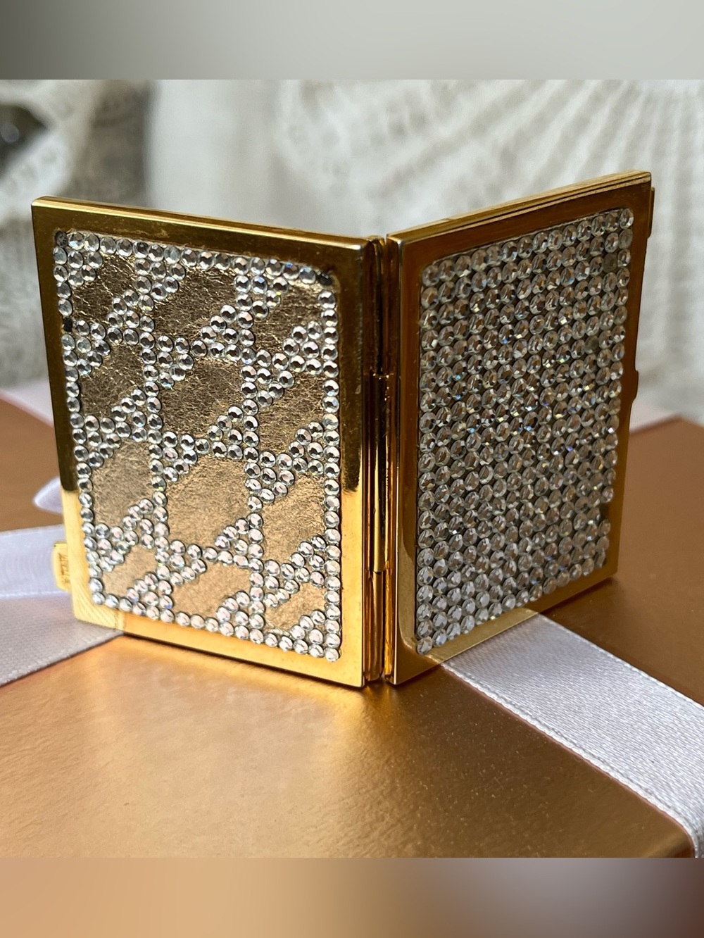 Judith Leiber Gold and Silver Crystal Picture Frame Case, Vintage GUC